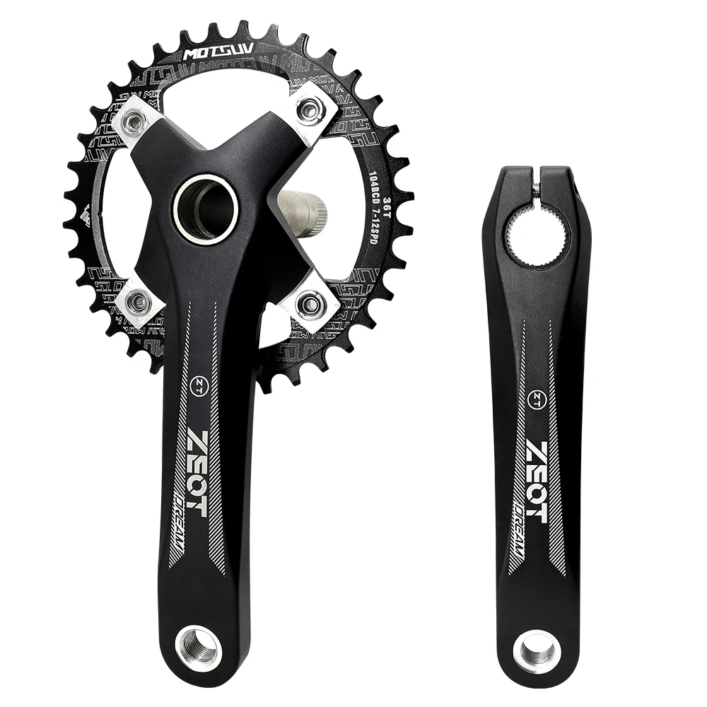 ZEOT 104BCD 170MM Crank Mountain Bike 32/34/36/38T Round Chainwheel MTB Bike Crank Integrated Crankset Hollowtech