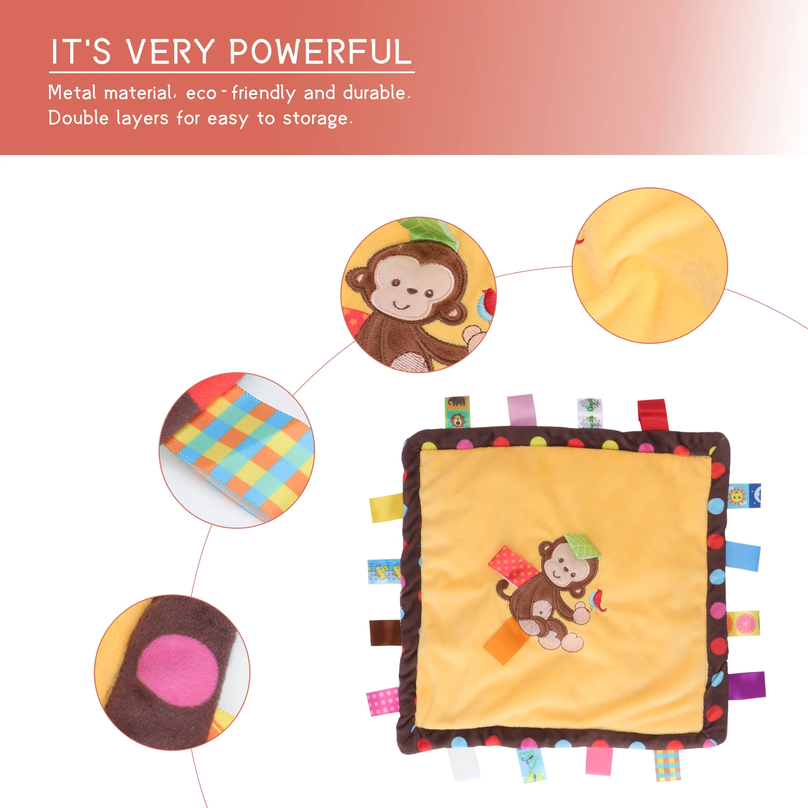 

Teething Cloth Soft Premium Cotton Baby Chew Toys Infant Teething Blanket Interactive Tags