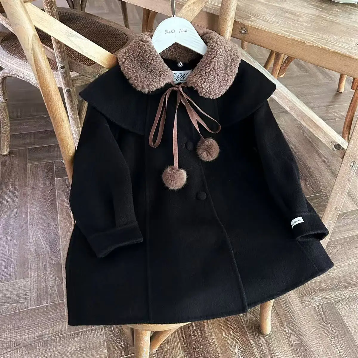 Mantel Wol Anak Perempuan Musim Gugur Dan Musim Dingin 2025 Mantel Wol Tebal Berkerah Wol Model Terbaru Untuk Anak-anak 100-140cm