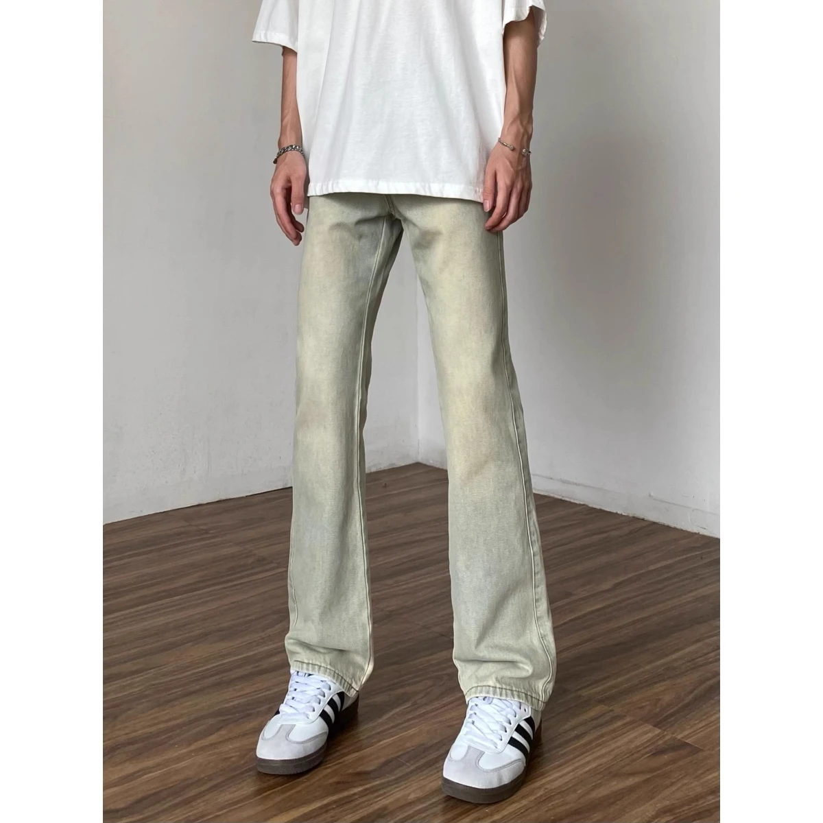 

Retro Washed Mud Dye Straight Leg Jeans Men's Loose Versatile Slimming Nine-Piece Pants Youthful Trendy Cotton Stretch Denim