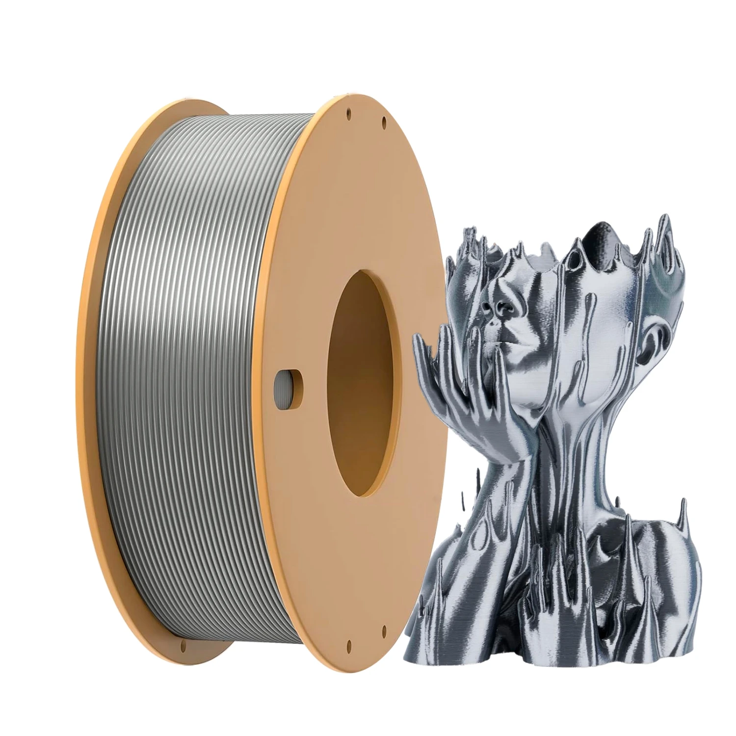 

Silk-Textured Silver PLA Filament 1.75mm: For Bambu Lab, Creality, Anycubic – 0.25KG Silver