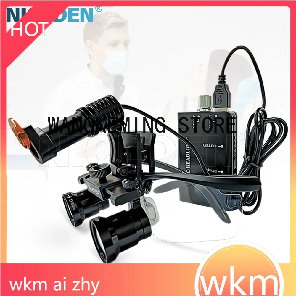 

Бинокулярные лупы Niceden den tal, 2,5 и 3,5X, регулируемое увеличение, 5 Вт, хирургические медицинские увеличительные стекла для фар