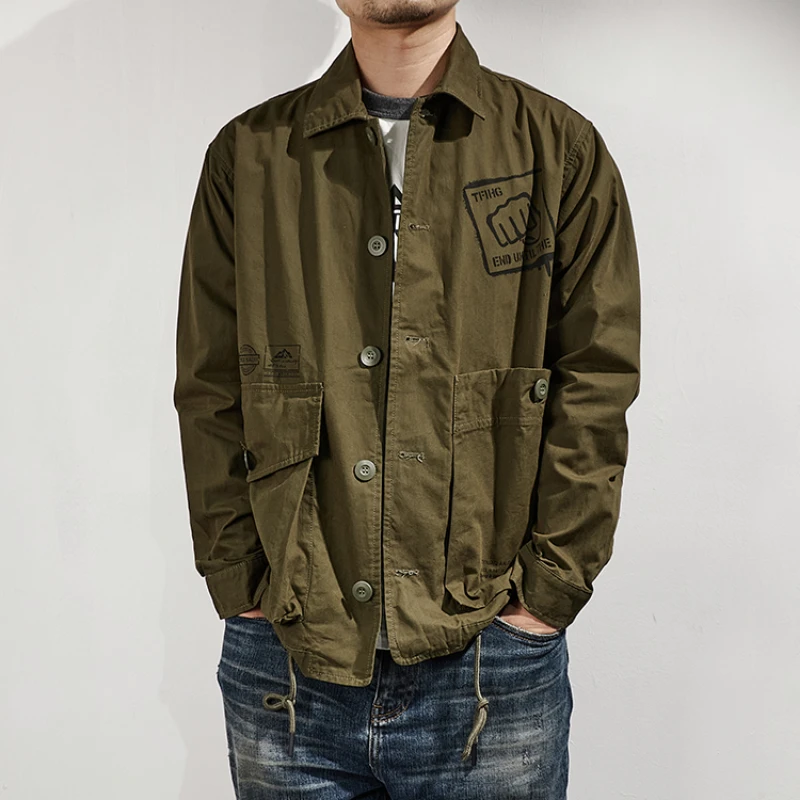 

Spring and autumn new lapel jacket men's fashion brand clothes youth American leisure used work clothes jacket