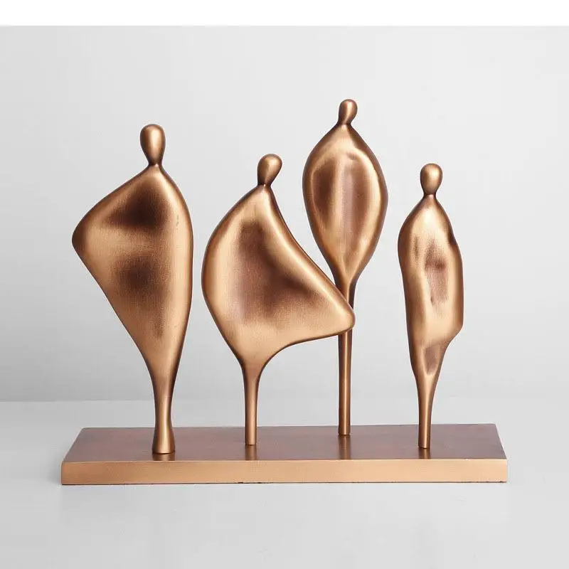 Four Abstract Figures Statue Resin Artwork Ornaments Desk Decoration Golden Characters Crafts Sculpture Modern Home Decor