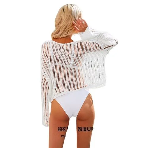 

Longsved Beach Hollow Knitted Sunscreen irt Sweater Large Size Men's Faion Urban Sle Swimming Water Sports Top