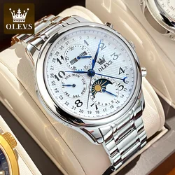 OLEVS 2022 New TOP Men Watches Automatic Mechanical Watch for Men Date Moon Phase Male Waterproof Stainless steel Men's Watch