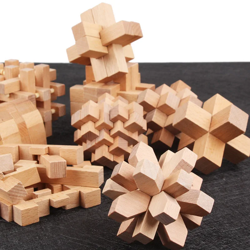 Hölzerner Denkaufgabe Lu Ban Puzzle 3D Entsperren Sie Intelligenzspiele für Erwachsene und Kinder Lernspielzeug Rompecabezas Madera – Detail 4
