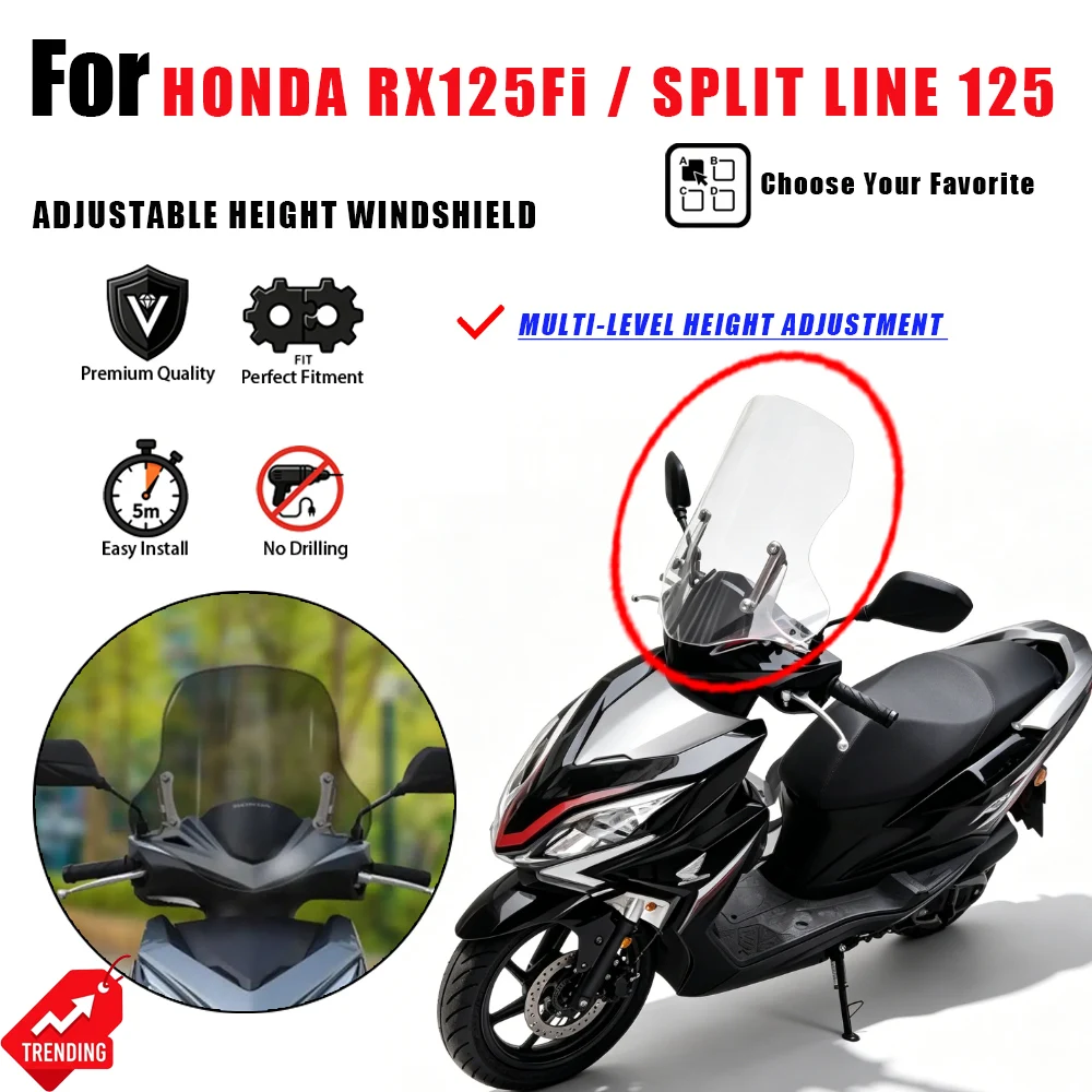 For Honda RX125Fi Split Line 125 Modified Windshield Adjustable Height Wind Deflector Parabrisas Moto Accesorios Cupolino