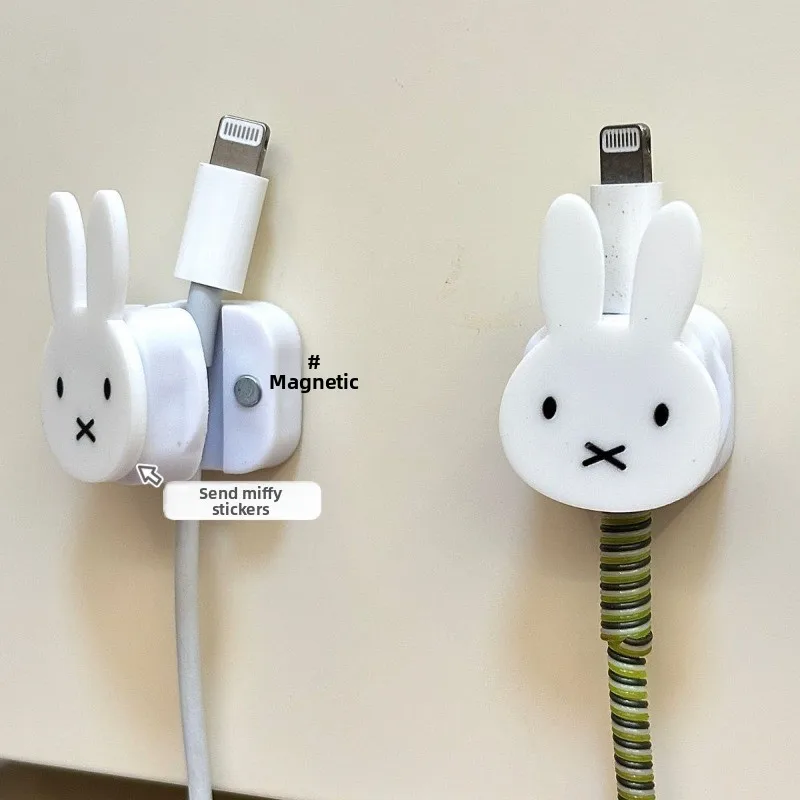 Miffy – support de gestion de câbles magnétiques créatif, Clip de câble magnétique, organisateur Anime pour accessoires de maison et de bureau, 1/2/3 pièces, nouveau