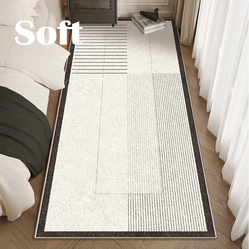 

Скандинавский стильный черно-белый роскошный ковер для спальни, коврик для чайной церемонии, домашний противоскользящий коврик для гардероба/зеркала, простое геометрическое узорчатое покрывало