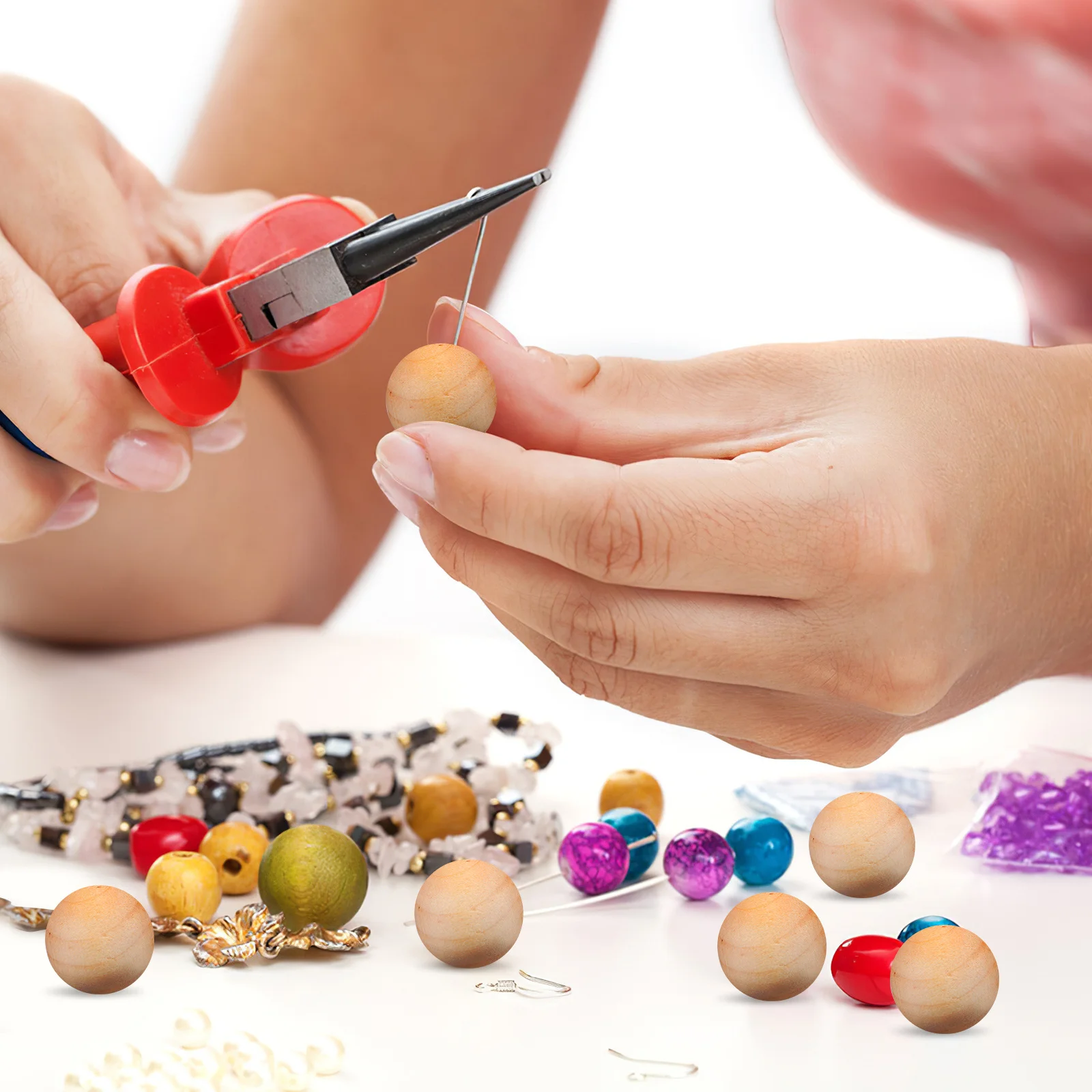 

300pcs Wooden Beads Craft Unfinished Wood Balls No Holes For Diy Home Decor Projects Solid Wood Spheres Handicraft Supplies