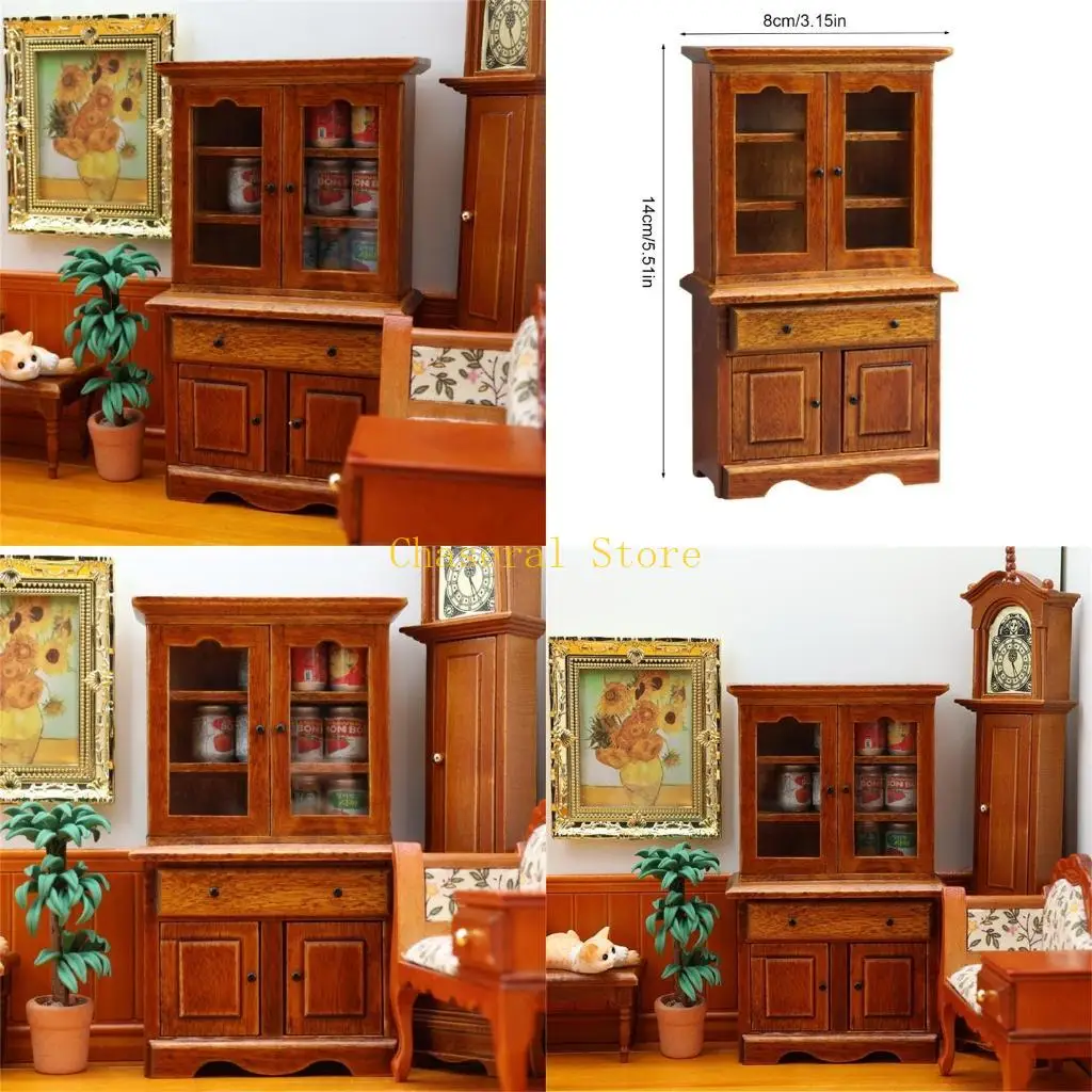 

E7CE 1/12 Кукол Книжный шкаф реалистичный шкаф для хранения для миниатюрной сцены.