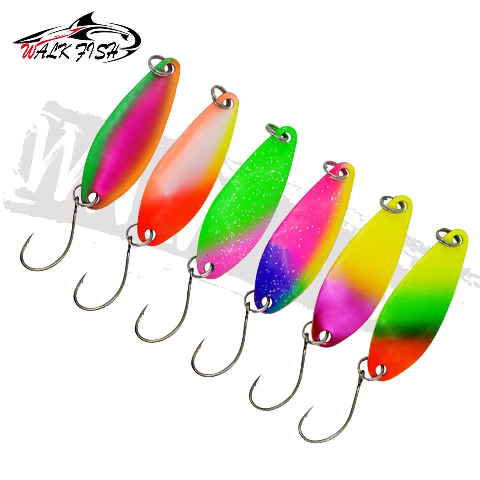 WALK FISH 1PCS New Trout Spoon Bait 5g 40mm Metal Fishing Lure With Single Hook Hard Bait Lures Trout Perch Chub Salmon