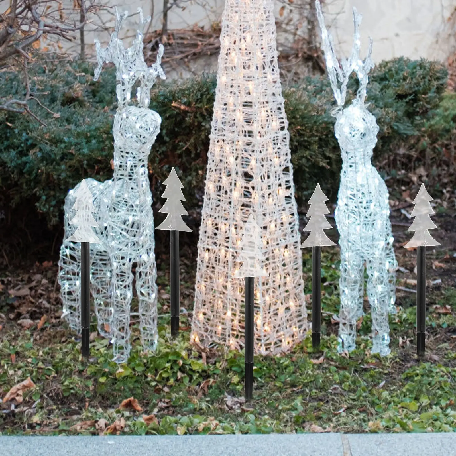 5 ชิ้นโคมไฟพลังงานแสงอาทิตย์ไฟต้นคริสต์มาส ABS อะคริลิคสร้างสรรค์ตกแต่งคริสต์มาสสวนกลางแจ้งอุปกรณ์แสงสว่างวันหยุด