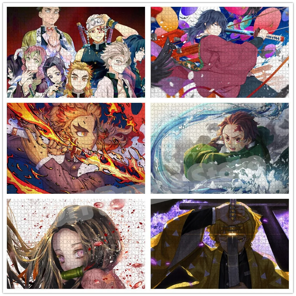 

300/500/1000 Pieces Demon Slayer Intelligence Jigsaw Puzzles Inosuke Hashira Tomioka Giyuu Anime Print Puzzlestress Relief Toys
