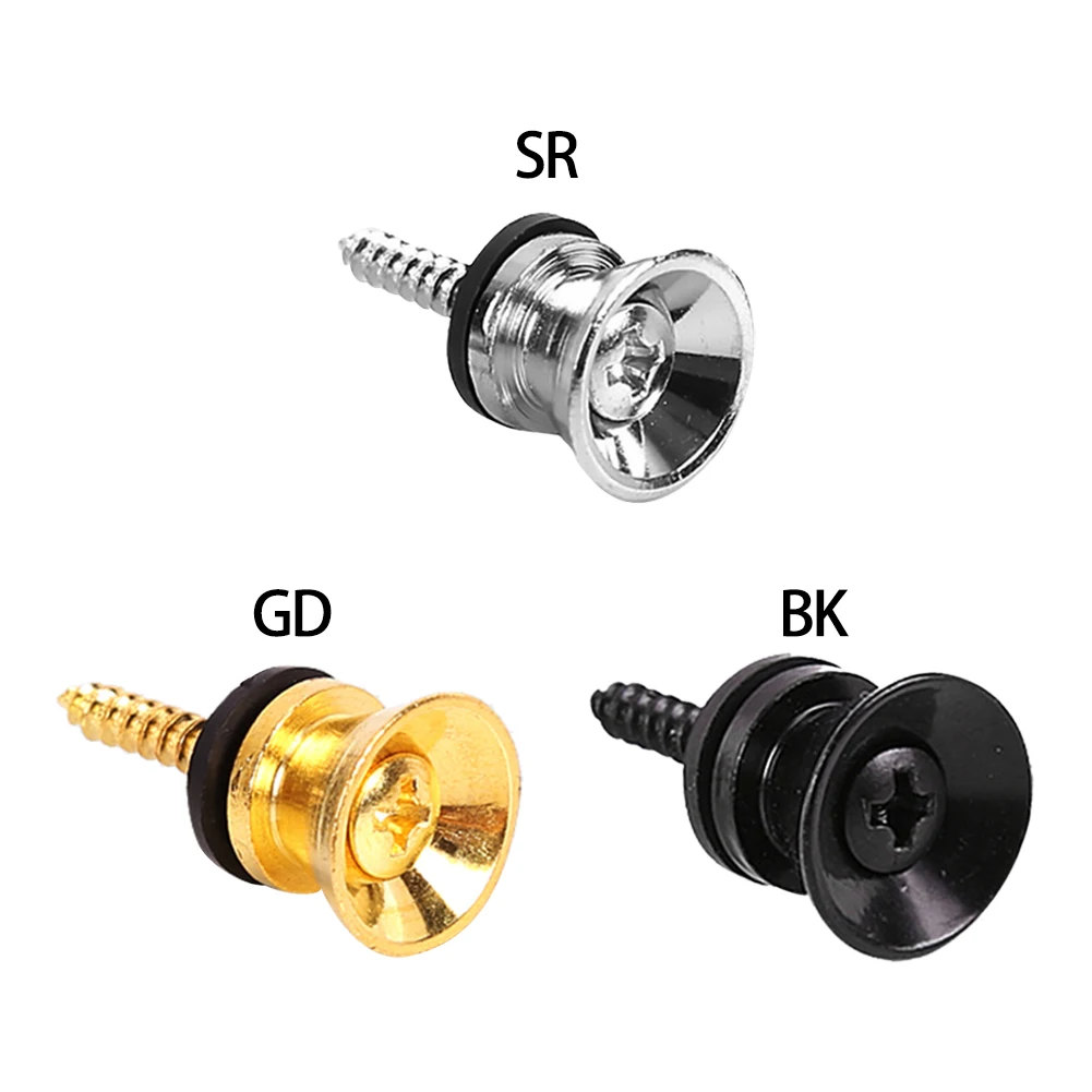 Metal Guitar Strap Button com fixação parafuso, Strap Pin, Lock Knob, guitarra clássica, 2pcs