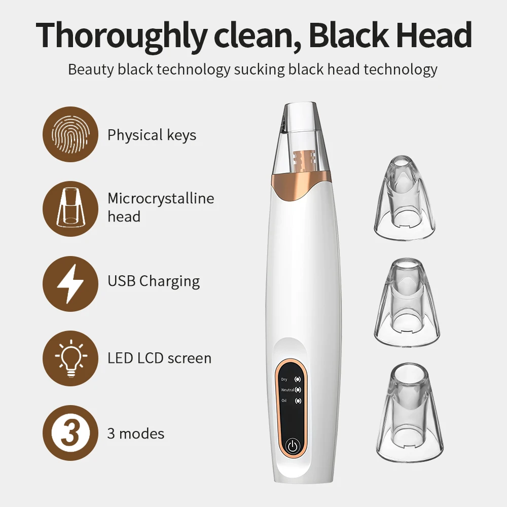 Electric Blackhead Remover Pore Vacuum Face Cleaner  Pimple  Black Head Removal USB Rechargeable Water Cycle Black Dot Remove
