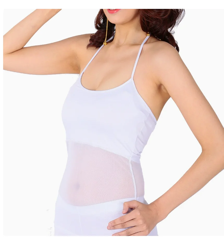 1pcs/lot woman belly dancing top lady solid halter milk silk training dancing top