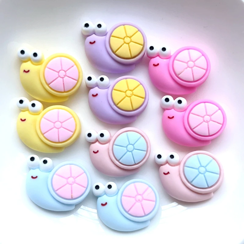 Resin Kawaii Colored Snail Flat Back 10PCS Clip Book DIY Decorative Home Accessories   embelishments for crafts