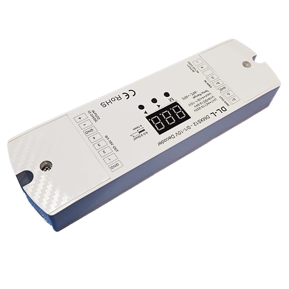 DMX512 To 0-10V Signal Converter;DC 5V 12V-24V Input;4 Channel Decoder RDM Numeric Display Setting DMX Address DL-L