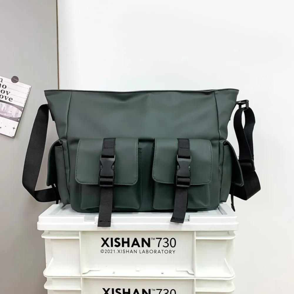

Casual Square Men Crossbody Bag Solid Color Waterproof Messenger Bag Multi-Pockets Multifunctional Nylon Shoulder Bag Outdoor