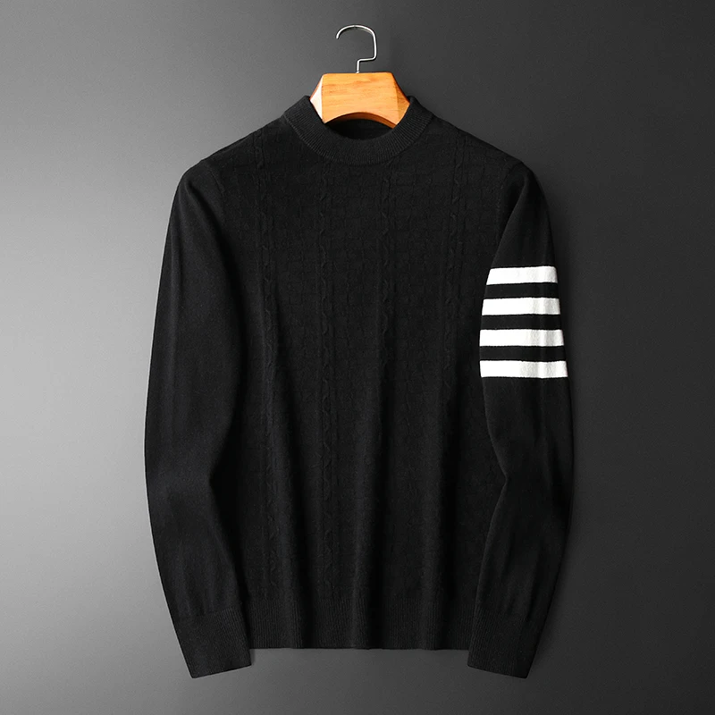 Casual Social Club Outfits Herren Pullover Simple Solid Home Pull Homme Sweater For Men Wool Half High Neck Knitted Sweater