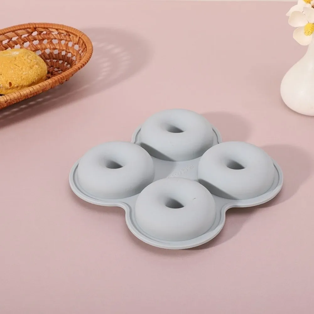 New Soft Silicone Donut Mold Reusable 4 Cavity Doughnut Pan Easy to Demold Multi-functional Baking Mold Kitchen Use