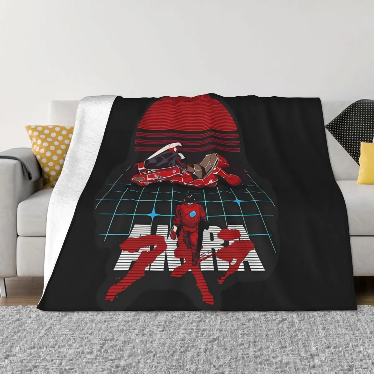 Akira Anime Blanket Flannel Decoration Dimensions Motorcycle Portable Home Bedspread