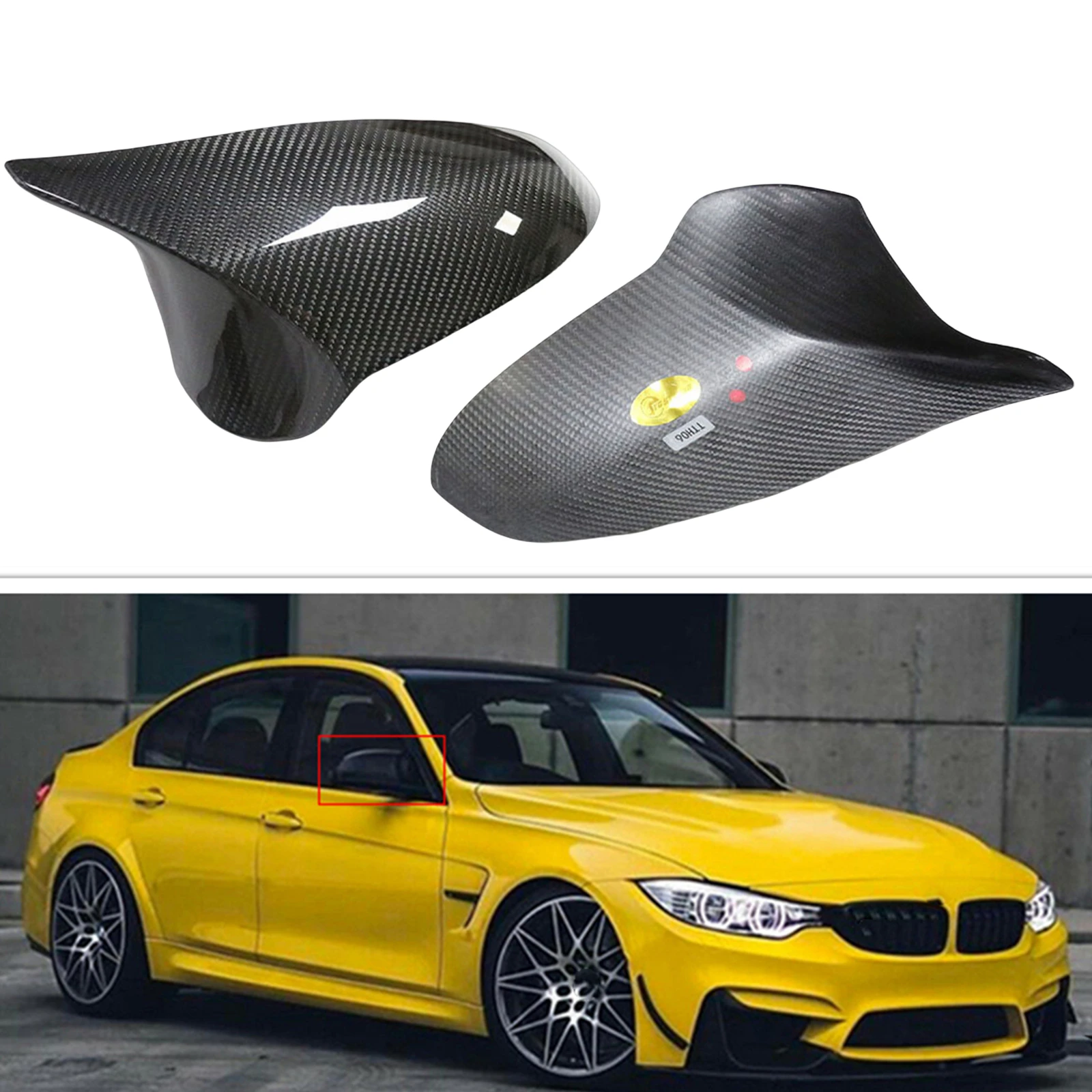 

Rearview Side Mirror Cover Cap Carbon Fiber For BMW M3 F80 M4 F82 F83 2015-2020 RHD