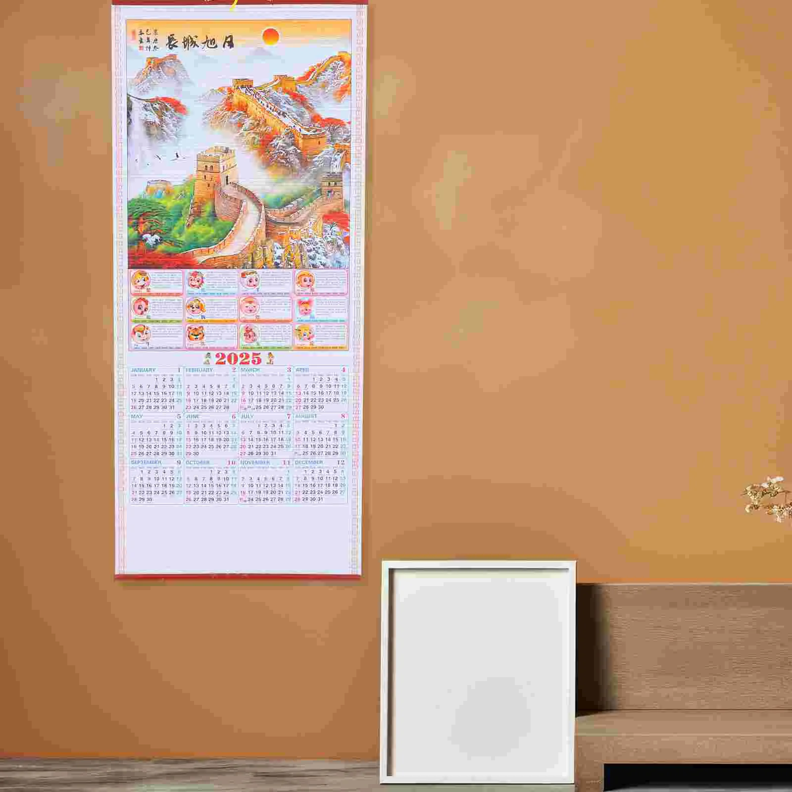 Buku dinding 2025 tradisional tradisi zodiak Cina kalender gulir gantung