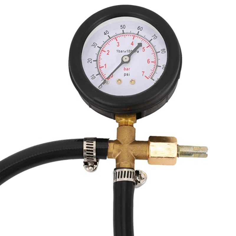 0-100PSI Quick Connected Fuel Injection Pump Pressure Tester Gauge With VALVE For Gasoline Pressure Gauge Meter Tester