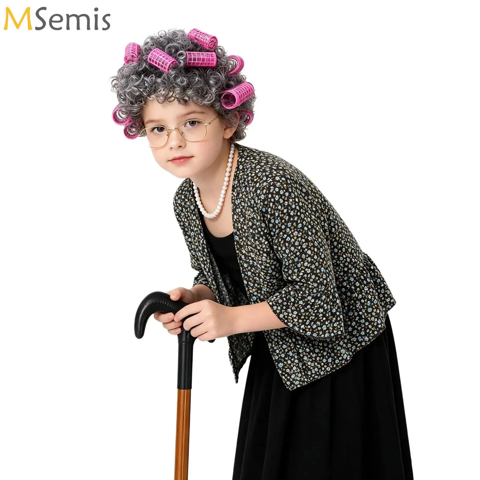 

100 Days Of School Kids 100 Day Old Lady Costume Sets Girls Granny Dress Up For Halloween Carnival 100 Years Grandma Role-play