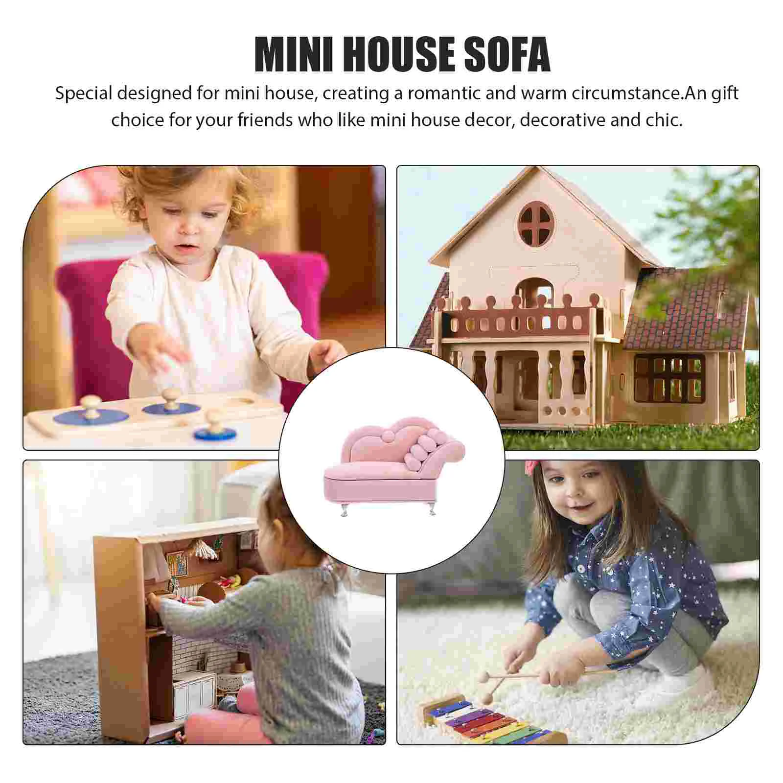 Mini Sofa Miniatures Single Couch Dolls House Pink Chair DIY Delicate Model Craft Furniture Individual