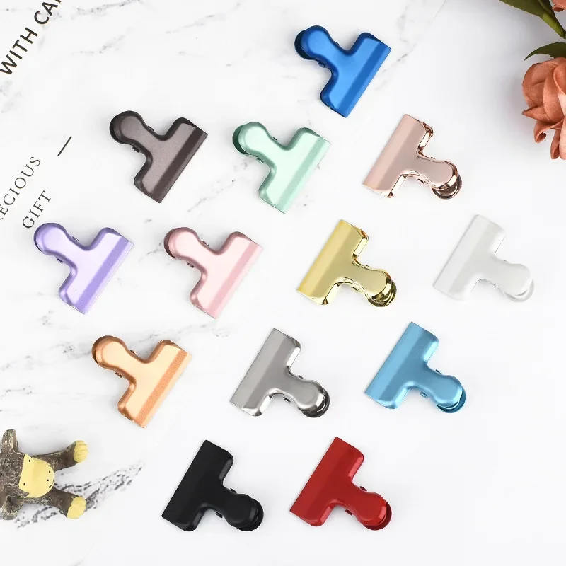 Fromthenon Ins Style Metal Clamp Clip Candy Color Binder Paper Clips Scrapbooking Photo Card Holder Decoration Stationery