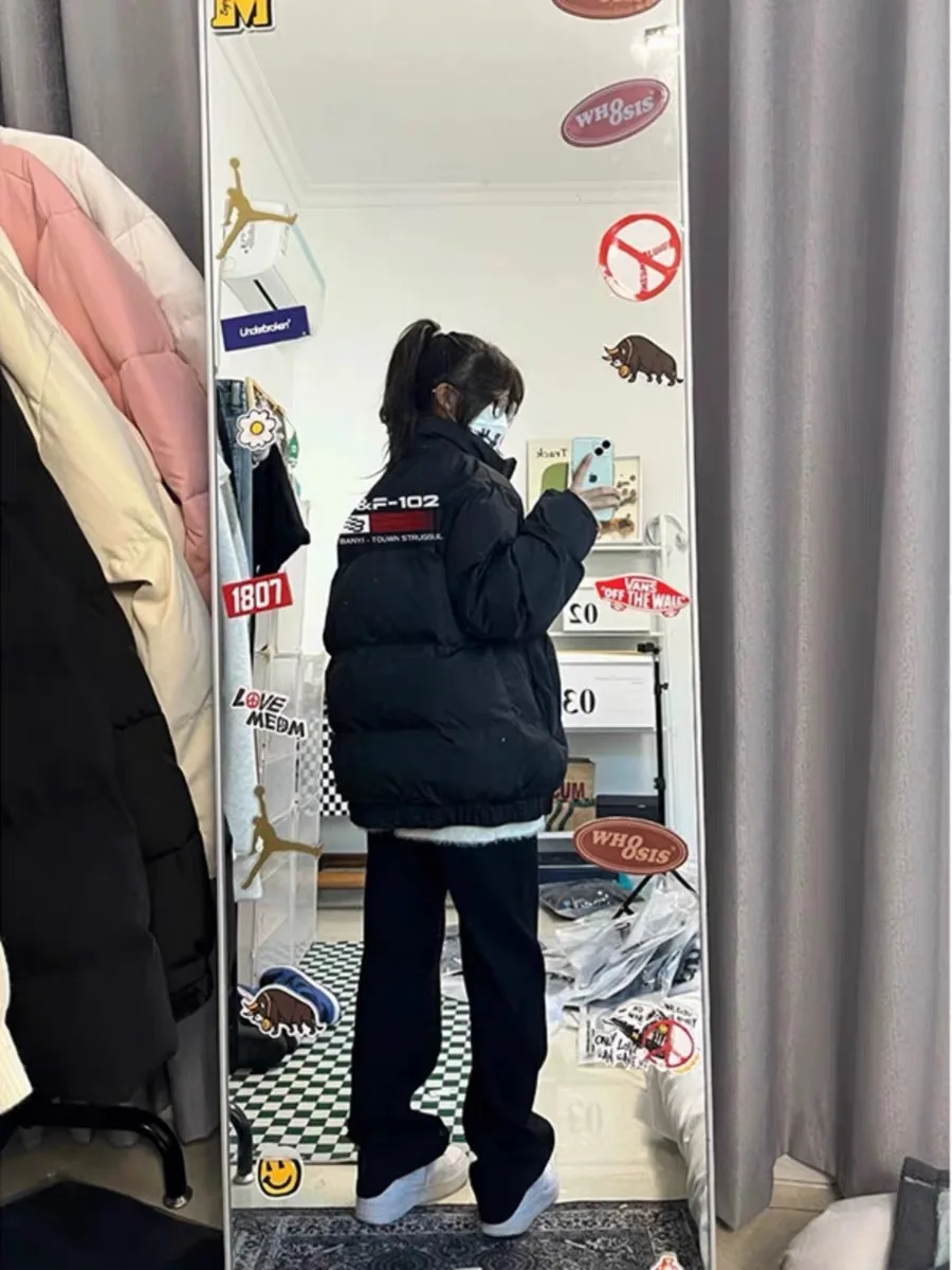 سترة قطنية مقاومة للماء بأسلوب الشارع للرجال، معطف شتوي سميك، نمط الهيب هوب العصري الأمريكي، تصميم فضفاض غير رسمي