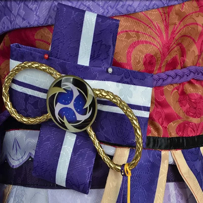 EE01 رايدن شوغون تأثيري لعبة جينشين تأثير تأثيري حلي بعلزبول موحدة رايدن شوغون شعر مستعار هالوين كرنفال كوستوم & 0Ww