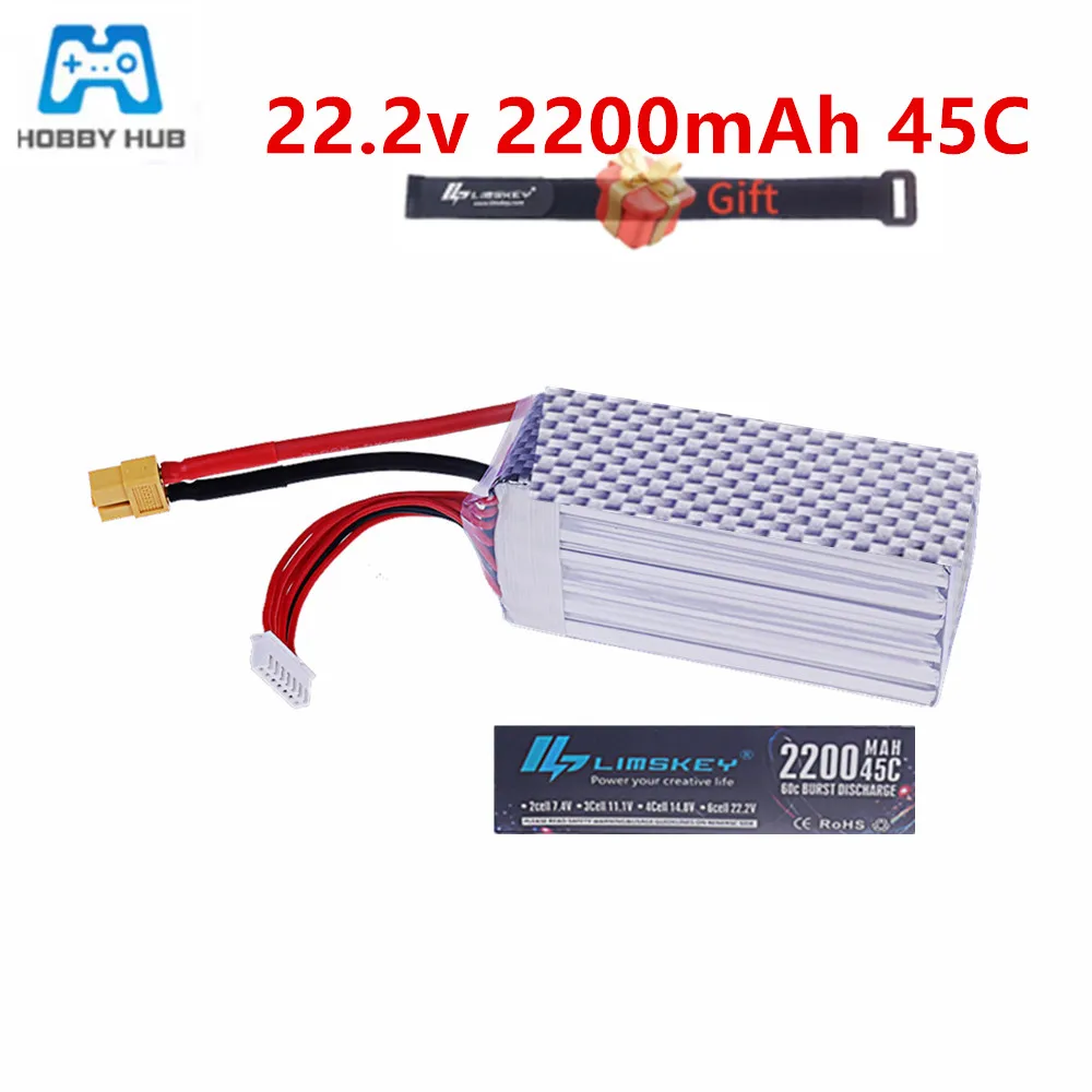 

2200mAh 6S 45C 22.2V Lipo Battery XT60 For RC Helicopter Quadcopter FPV Racing Drone Parts