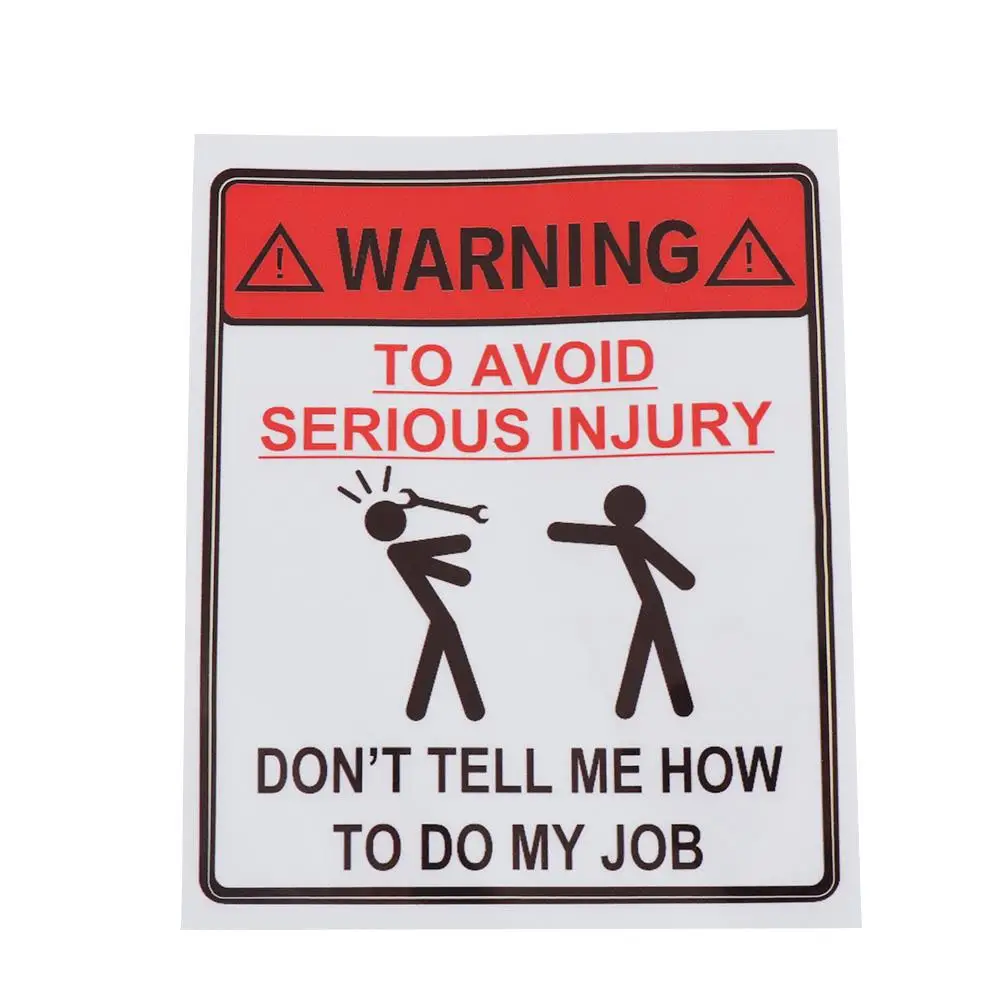 2PCS Warning Avoid Serious Injury Don't Tell Me How To Do My Job Decorative Accessories Car Stickers