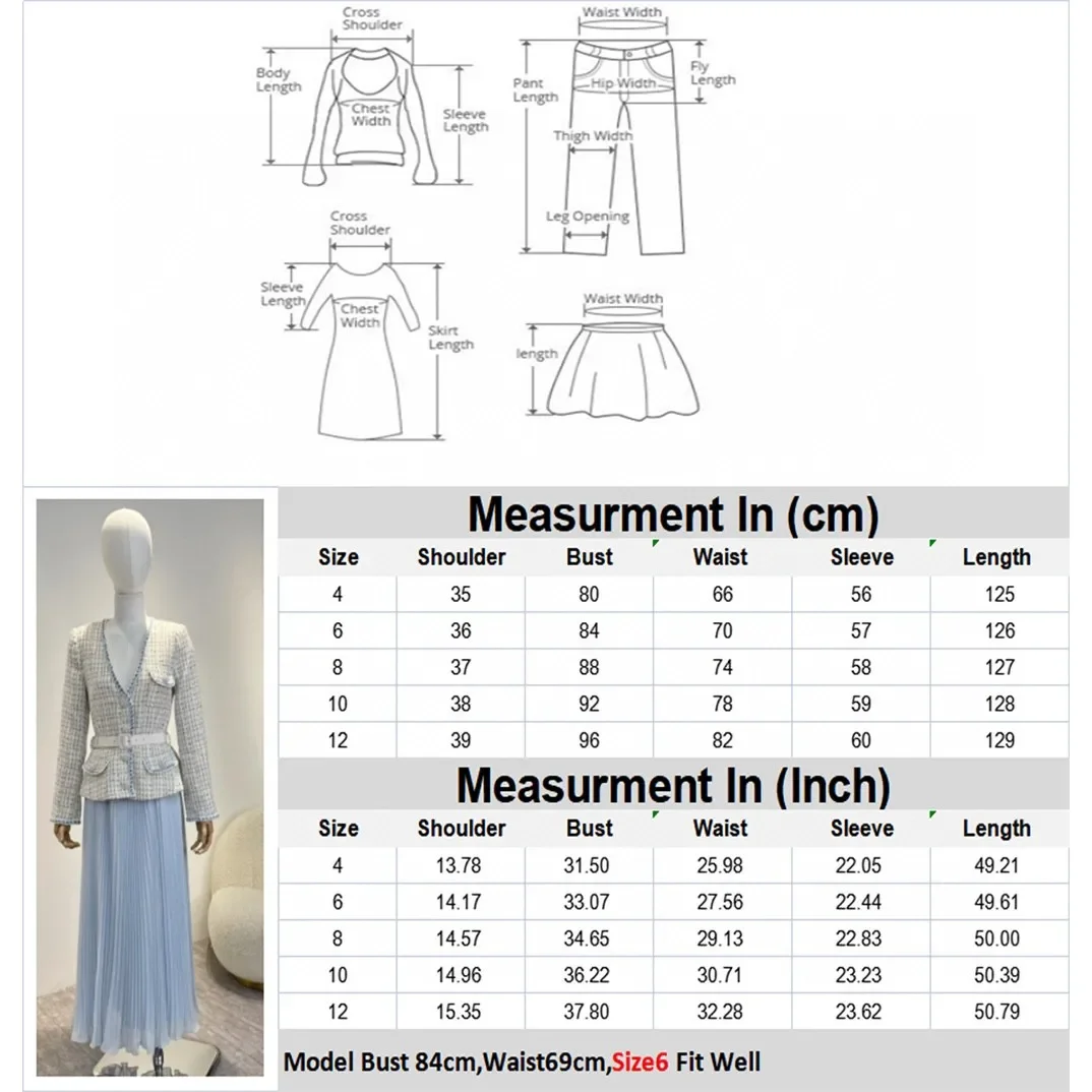 New Light Blue Luxury Buttons Patchwork False Two-piece Midi Tweed Dress 2022 Elegant Small Fragrance Women Clothing Belted