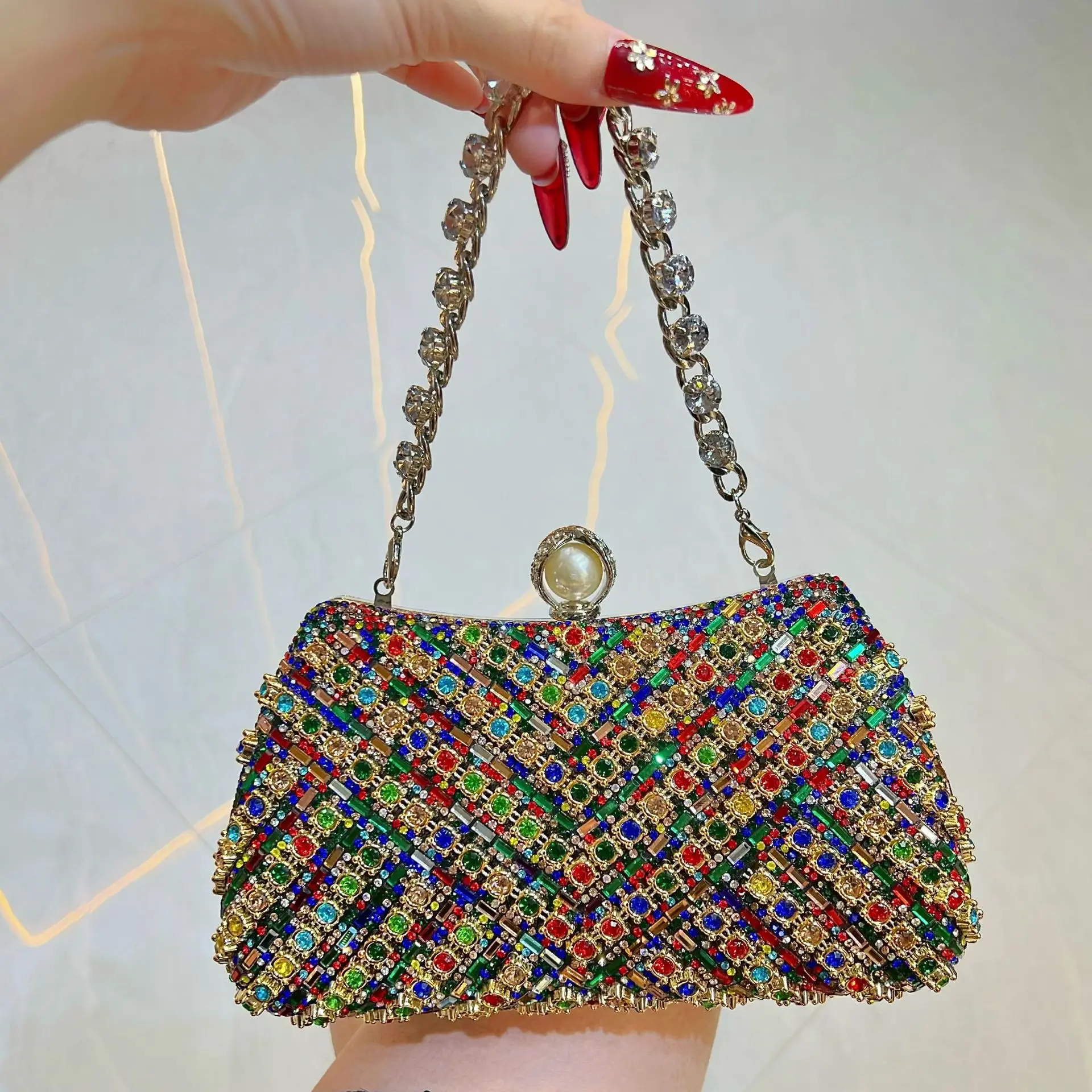 

Rhinestones Diamond Evening Bags For Women Luxury Chain Shoulder Crossbody Bags Party Wedding Clutch Purse Handbags