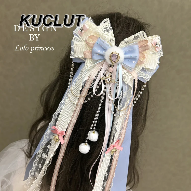 Accesorio de Cosplay para niña, accesorios para el cabello de moda Lolita para mujer, tocado nuevo dulce y bonito, pinza para el pelo con lazo hecha a mano