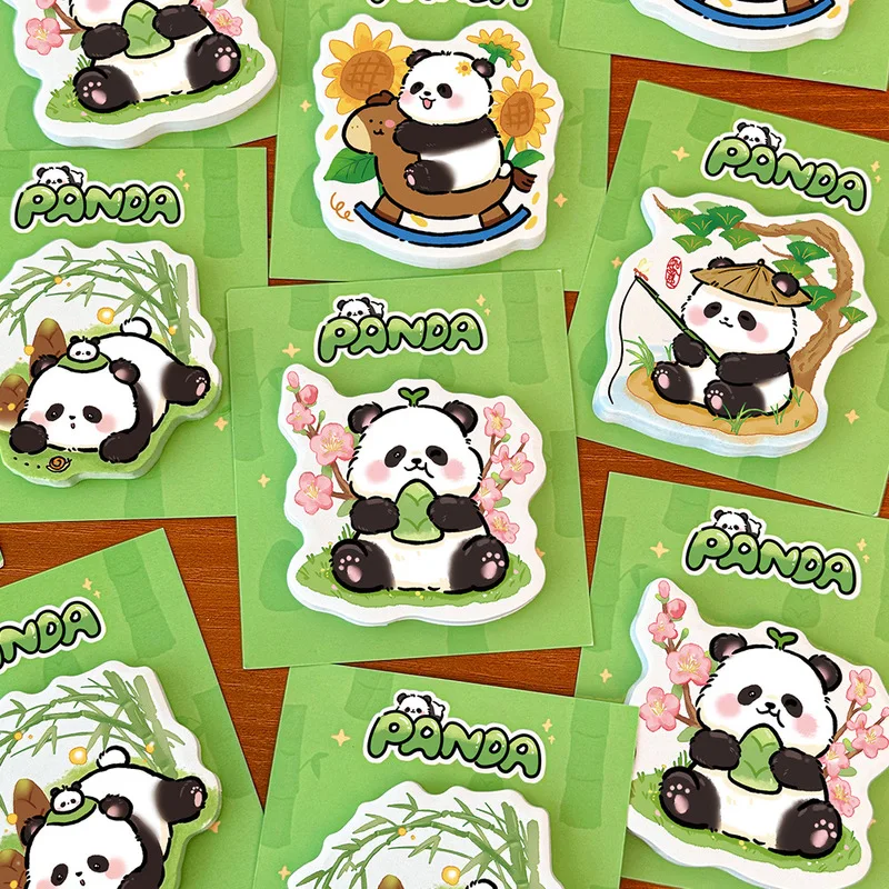 60 Sheets Cute Irregular Panda Sticky Notes Self-Adhesive Memo Pads 2 Packs Random Pattern Aesthetic Note for Student Office