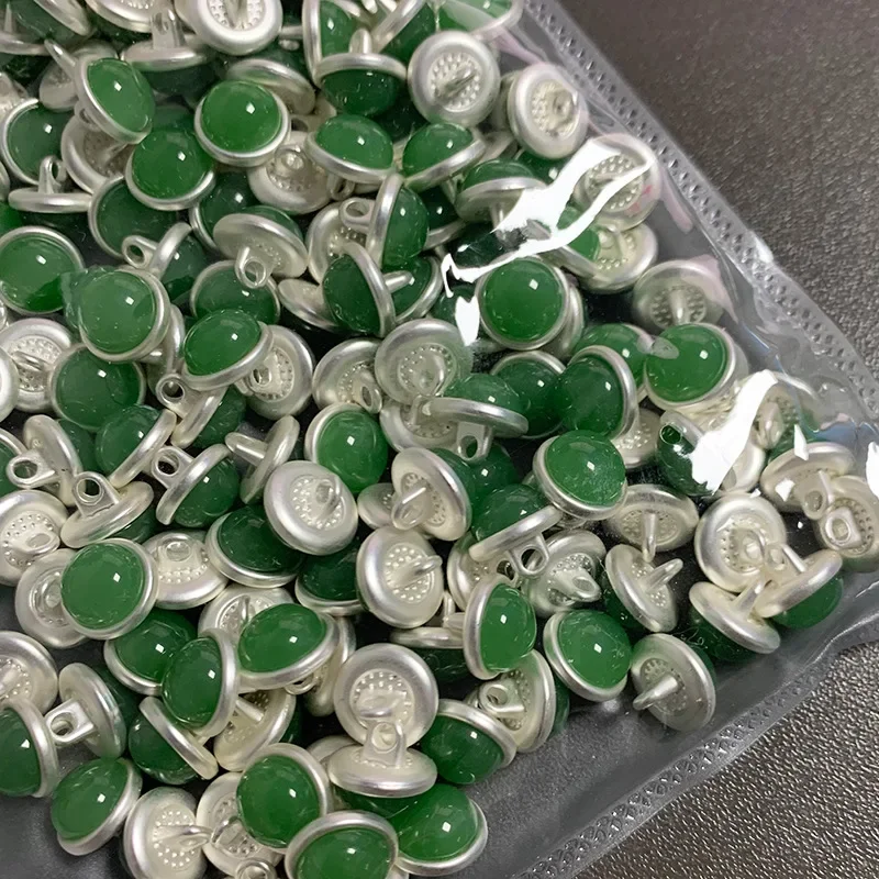 10pcs Beautiful Shank Buttons Gemstone Luster 10mm Round Small Metal Buttons Apparel Sewing Accessories