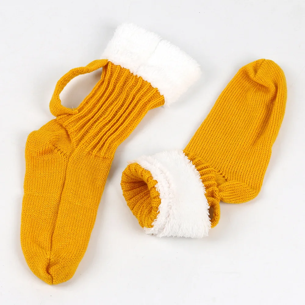 1 Pair Pack Beer Socks, Chunky Knit 3D Beer Mug Socks, Warm Winter Crew Socks, Non-Slip Floor Slipper Socks for Men Women
