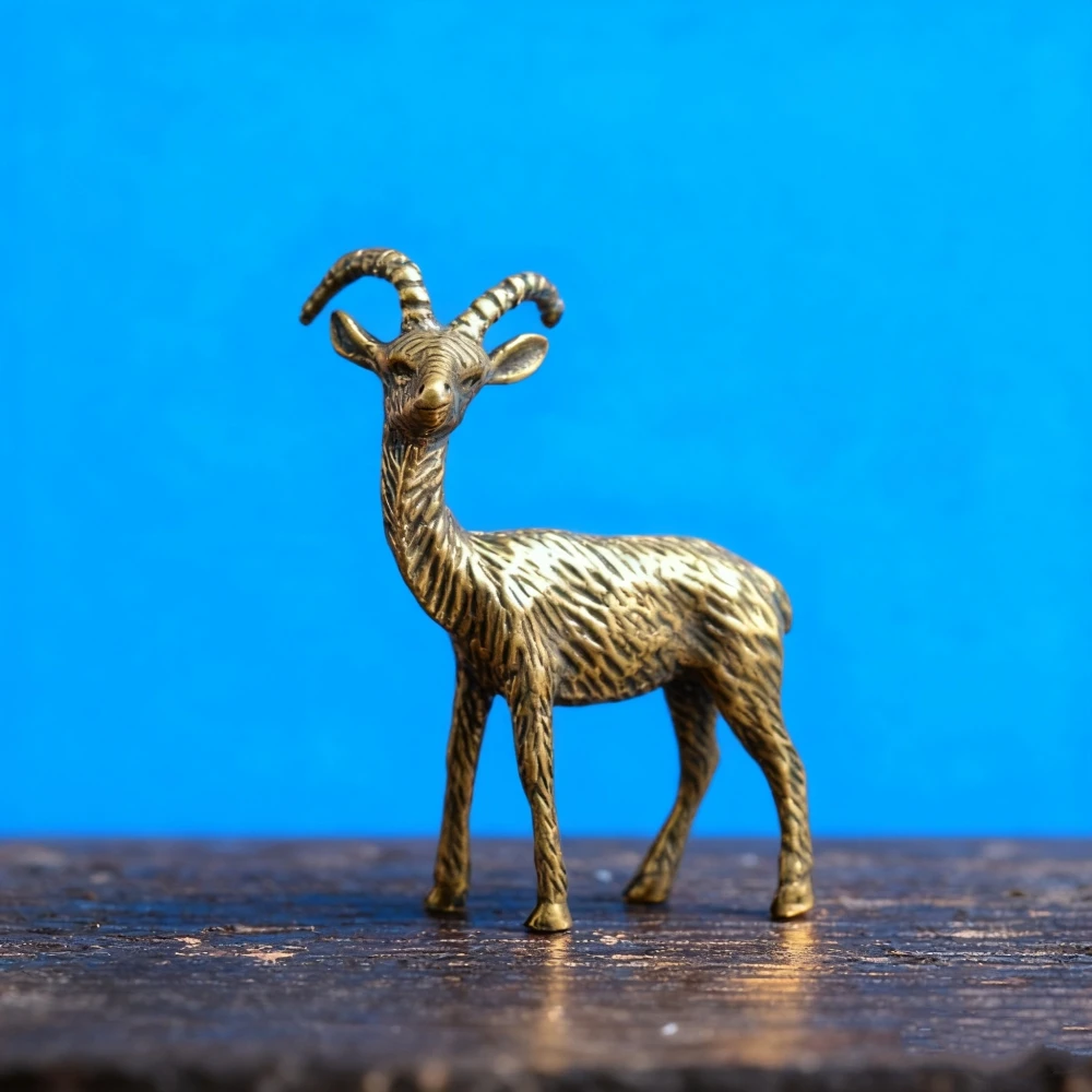 

Antique Brass Antelope Figurine - Solid Statue for Home, Desktop & Tea Pet Decor, Collectible Art Ornament