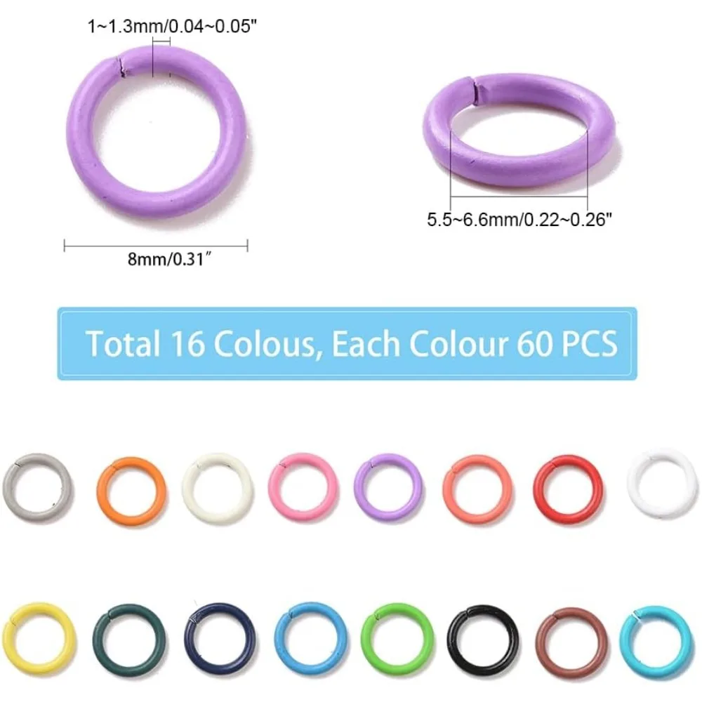 16 Colors 8mm Quick Link Connectors 480pcs Iron Linking Rings Jewelry Colorful O Ring Connectors Jewelry Findings for Keychain