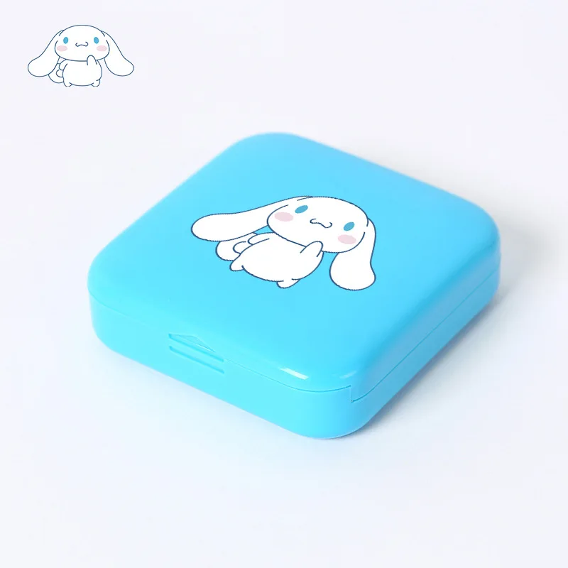 MINISO Kawaii Anime Hello Kitty Cinnamoroll Sanrio Push-pull Pill Box Cartoon Packaging Sealed Dust-proof Storage Box