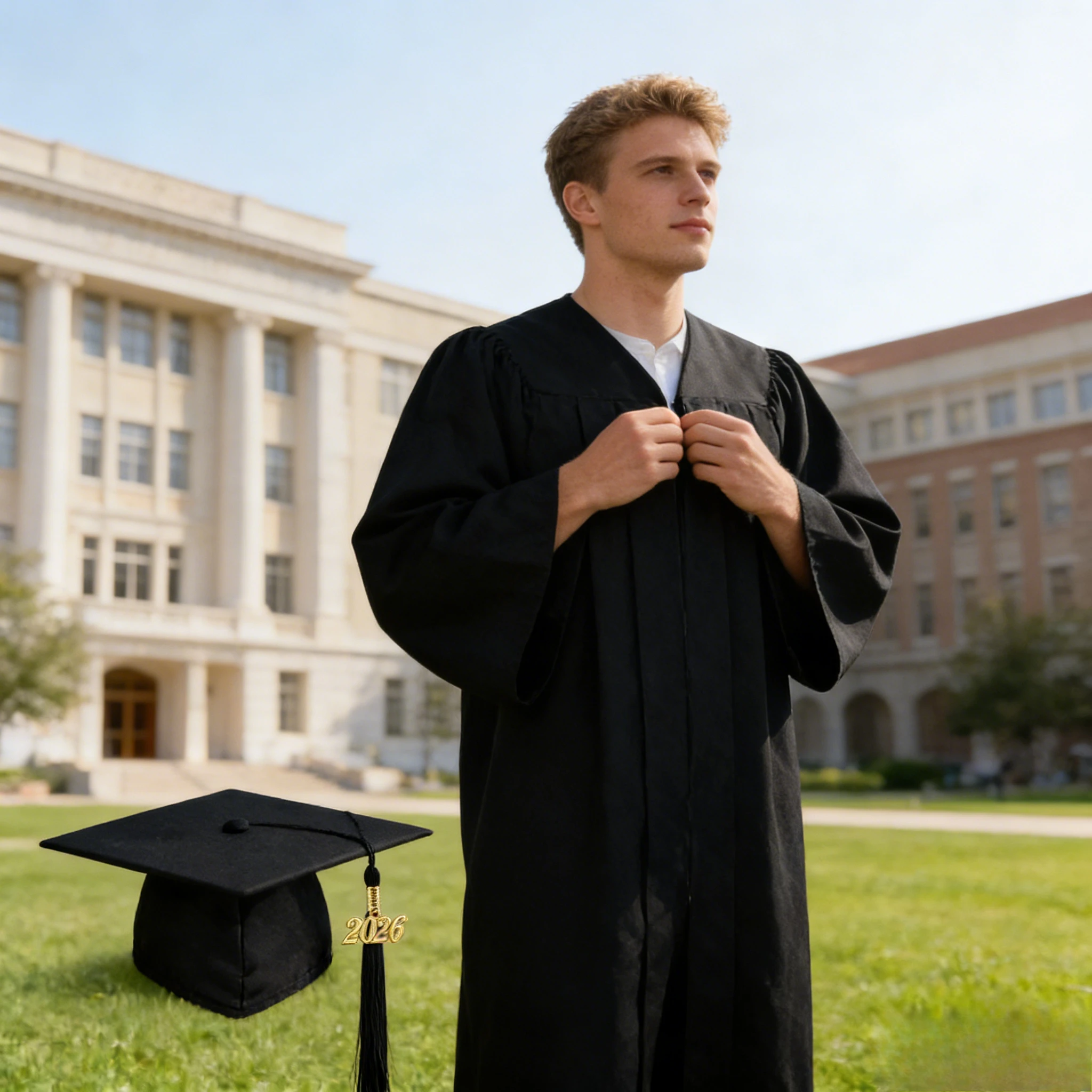 

2026 New American Style Woven Graduation Gown Set Adult University Academic Dress for Graduation Ceremony