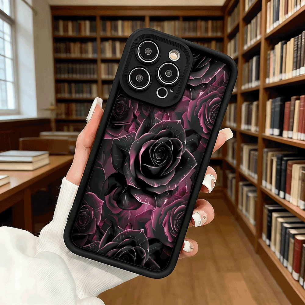 Dunkelrosa Rosen Kunst Luxus Anti-Rutsch TPU Handyhülle für Xiaomi Redmi Note 15 14 13 12 11 10 9 Pro Vollschutz-Cover – Detail 5