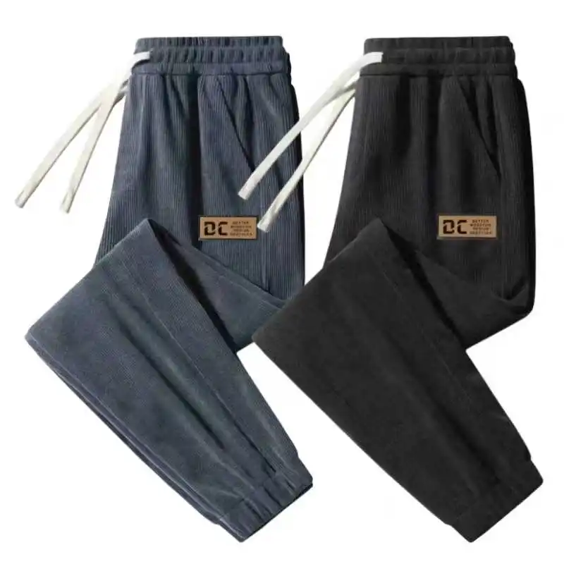 Thiened Corduroy Men's Casual Pants Autumn Winter Fce Lined Wear Resistant Long Trousers for Working Outdoors Youth Sle
